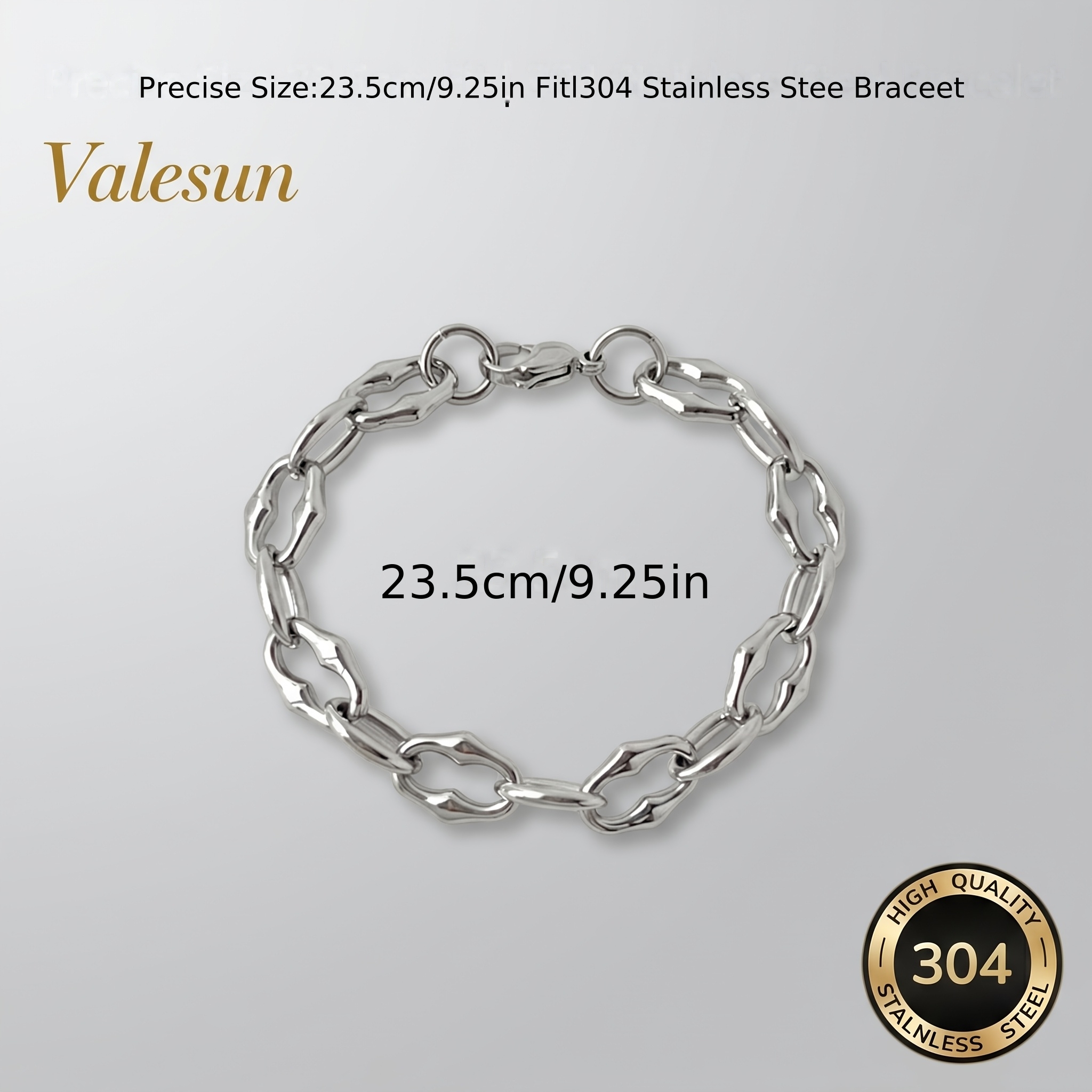 Men's Exquisite Silvery Punk Style 304 Stainless Steel Bracelet